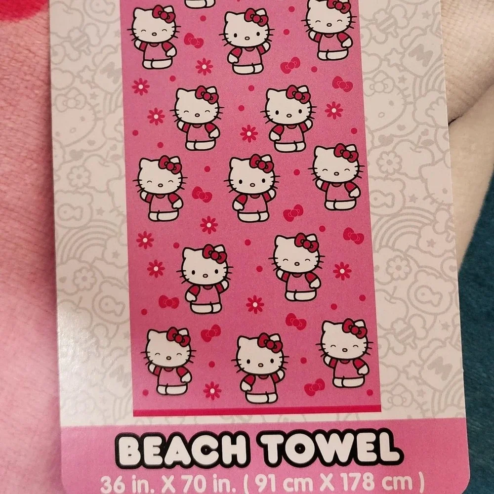 Hello Kitty Bows & Flowers Pink Beach Towel